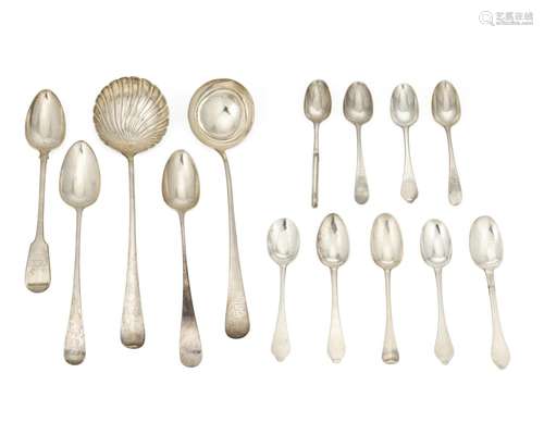 A group of English sterling silver flatware