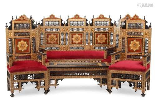 A Moorish mosaic parlor set