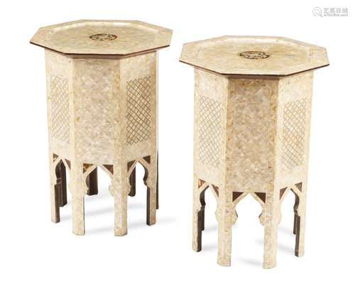 A pair of Syrian shell inlaid tables