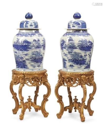 A pair of large Chinese temple jars