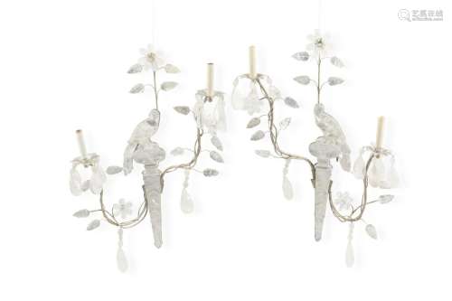 A pair of Bagues-style rock crystal sconces