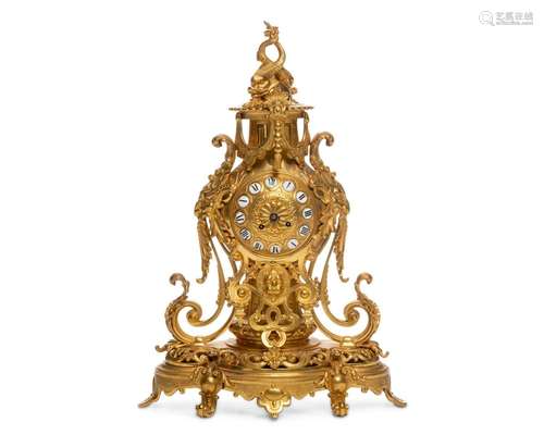 A French Samuel Marti gilt-bronze mantle clock