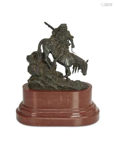 Russian silver sculpture on horseback