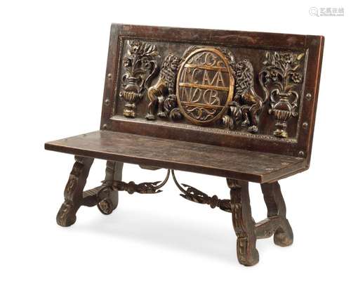 A Spanish Renaissance-style bench