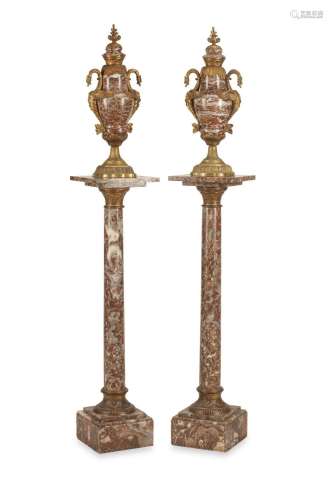 A pair of French marble and gilt-bronze cassolettes