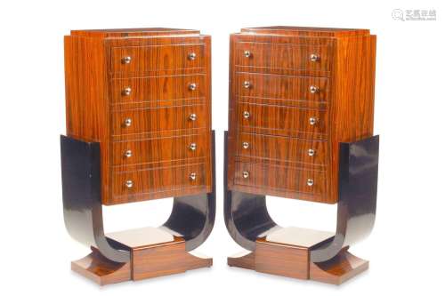 A pair of French Art Deco-style chests of drawers