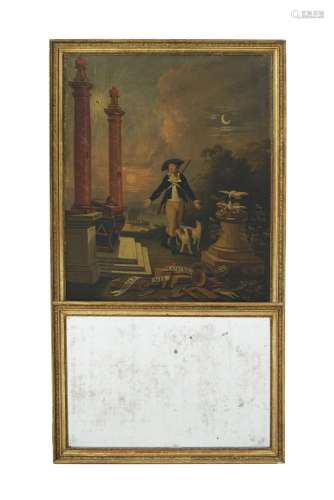 Trumeau de style Louis XVI, XXe s., en bois et stuc doré, fr...
