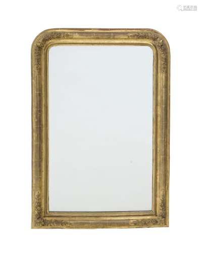 Miroir d`époque Napoléon III, en bois et stuc doré à décor d...