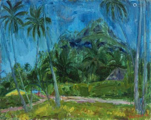 Christian Caillard (1899-1985), Paysage à Bora-Bora, 1973, h...