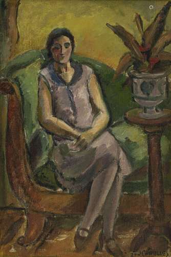 Jules Cavaillès (1901-1977), "Femme assise", huile...