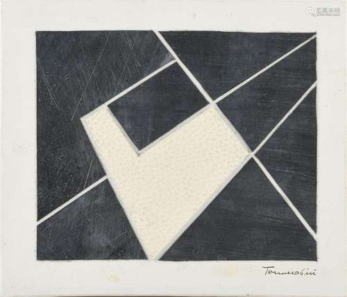 André Tommasini (1931-2011), Composition, 9 collages, cuir e...