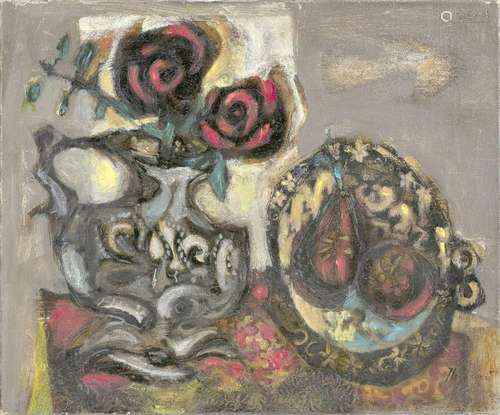 James Coignard (1925-2008), "Roses noires", huile ...