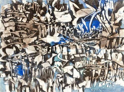 Alfred Lenica (1899-1977), Abstraction, gouache sur papier, ...