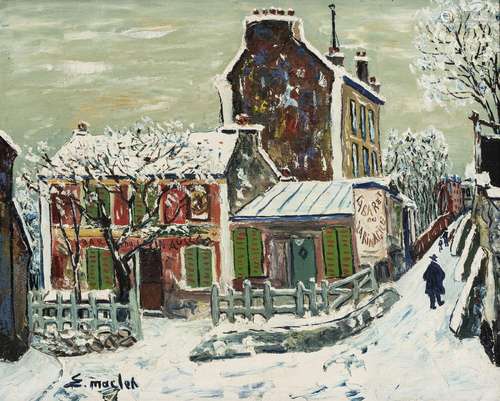 Elisée Maclet (1881-1962), Le lapin agile sous la neige, hui...