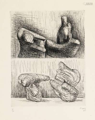 Henry Moore (1898-1986), "Two Piece Reclining Figure Po...