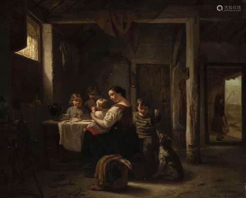 Willem I Linnig (1819-1885), "Le repas familial", ...