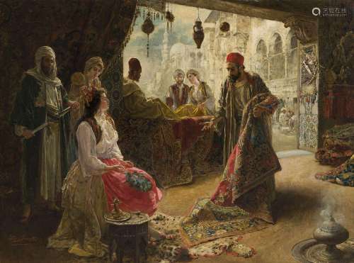 Ettore Simonetti (1857-1909), Le marchand de tapis, huile su...