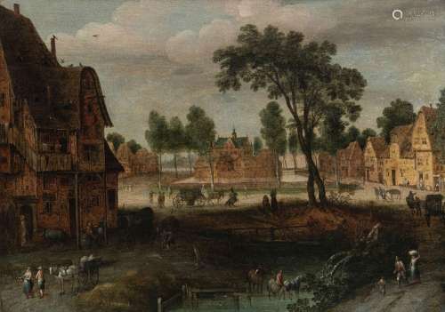 Adriaen van Stalbernt (1580-1662), école de, Vue animée d`un...