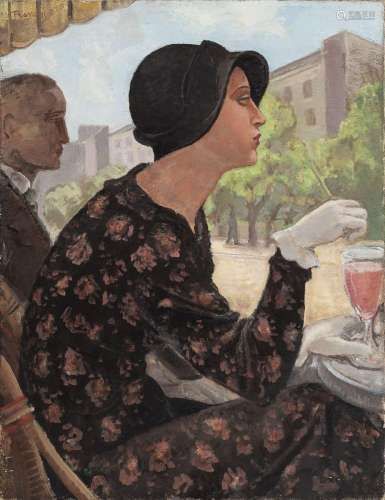 Gustave François Barraud (1883-1964), "Au café", h...