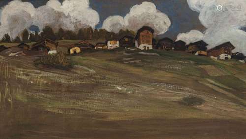 Edmond Bille (1878-1959), Chalets, village en Valais, huile ...