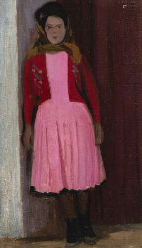Albert Chavaz (1907-1990), Jeune valaisanne, huile sur toile...