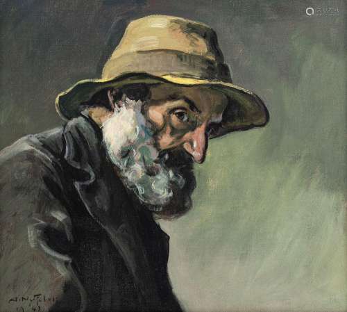 Albert Nyfeler (1883-1969), Portrait d`un vieil homme, 1943,...