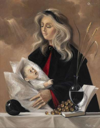 Jean Roll (1921-2015), Composition à la femme et l`enfant, 1...