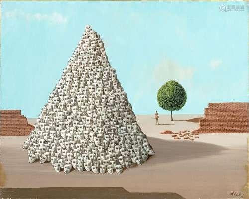 Jean-Pierre Serrier (1934-1989), Pyramide de masques, 1970, ...