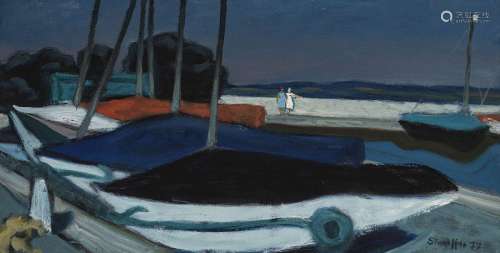 Fred Stauffer (1892-1980), Port, 1972, huile sur carton, sig...