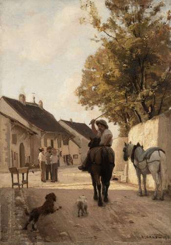 Léon Gaud (1844-1908), "Village dans la campagne genevo...