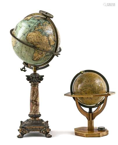 Two terrestrial globes - Berlin / Nuremberg, 19th / 20th cen...