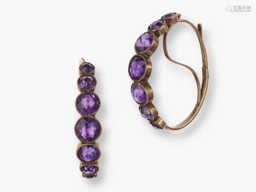 A pair of earrings with amethysts - Germany, circa 1840