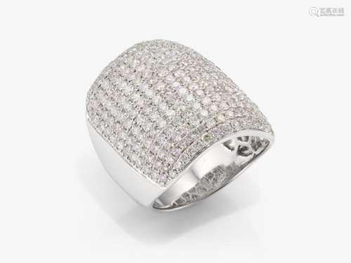 A cocktail ring with a large number of brilliant-cut diamond...