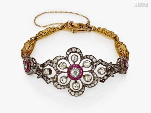 A bracelet with rubies and diamonds - France or Germany, cir...