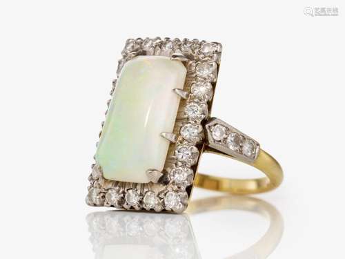 A historical ring decorated with an opal and brilliant-cut d...