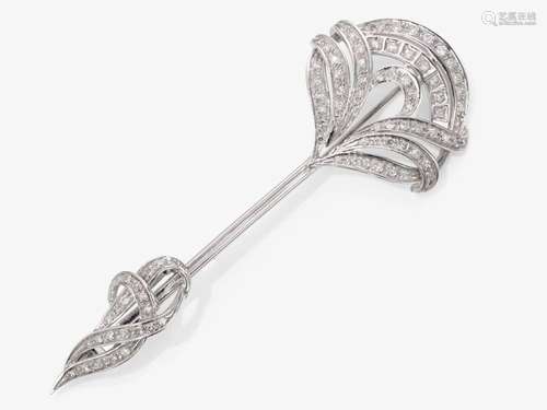 Two-piece pin with diamonds in the shape of a stylized palm ...