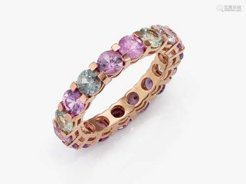 An eternity ring with natural pink and green sapphires - Bel...