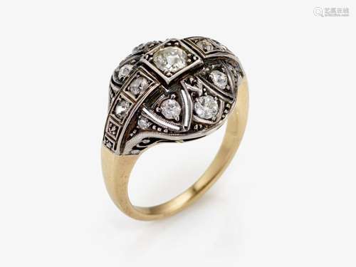 A historicising ring decorated with old-cut diamonds