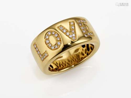 A ``LOVE`` band ring decorated with brilliant-cut diamonds -...