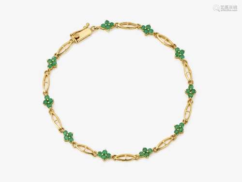 A delicate link bracelet decorated with emeralds - Italy, 20...