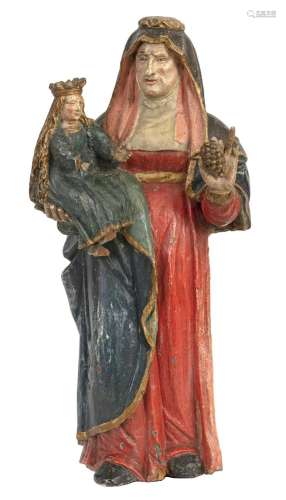 Sainte Anne en bois sculpté et polychromé//R//Travail du XVI...