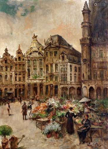 Louis TITZ (1859-1932)//R//Grand-Place à Bruxelles Jour de l...