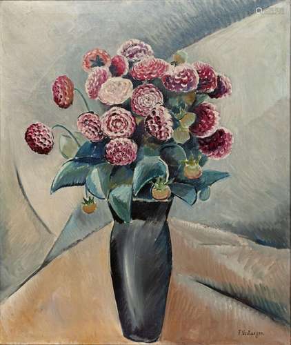 Fernand VERHAEGEN (1883-1975)//R//Bouquet de dahlias //R//Hu...