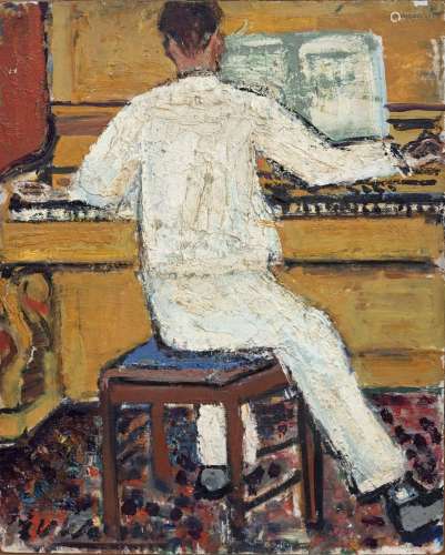 Henri Victor WOLVENS (1896-1977)//R//Le pianiste de dos en b...