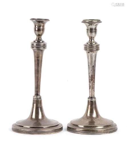 Pair of Italian silver candlesticks - Naples, 1824-1832, mar...