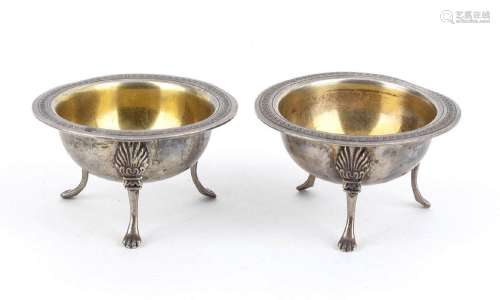 Pair of Italian silver salt cellars -  Naples, 1832-1872