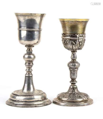 Two Italian silver Eucharistic chalices - Palermo early 18th...
