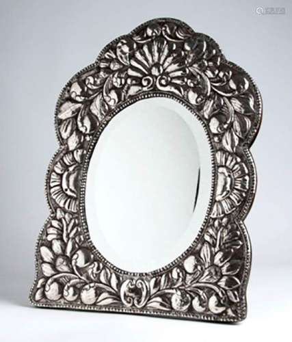 Peruvian sterling silver table frame mirror - Lima early 20t...