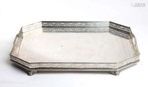 English Victorian silver tray - London 1888, mark of HOLLAND...