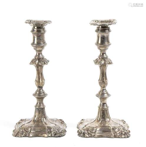 Pair of English Victorian sterling silver candlesticks - She...